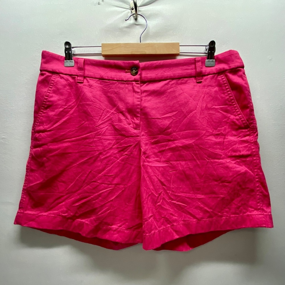 J. Crew Chino Shorts Women's 12 Bright Pink Stretch Cotton Twill 6" Inseam GUC